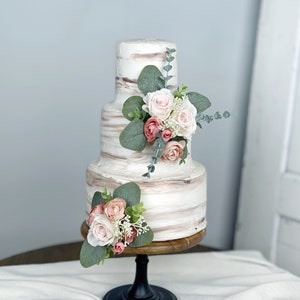 Set of 2 Wedding Cake Topper, Floral Cake Decoration, Cake Topper Flowers, Dusty Pink and Mauve Cake Flowers, Rustic Wedding, Boho Wedding