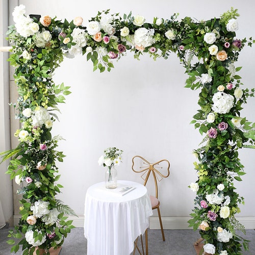 White and Greenery Wedding Archway Flower Wedding Corner - Etsy