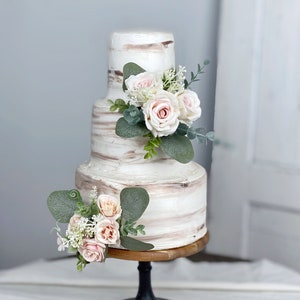 Set di 2 Wedding Cake Topper, decorazione floreale torta, torta Topper fiori, fiori torta rosa polverosi, matrimonio rustico, matrimonio Boho
