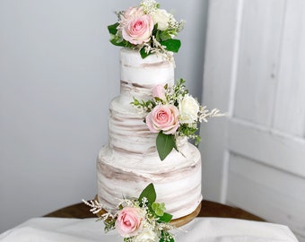 Set of 3 Wedding Cake Topper, Floral Cake Decoration, Cake Topper Flowers, Pink Cake Flowers, Rustic Wedding, Boho Wedding