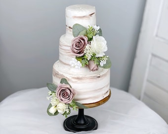 Set of 2 Wedding Cake Topper, Floral Cake Decoration, Cake Topper Flowers, Mauve Cake Flowers, Rustic Wedding, Boho Wedding