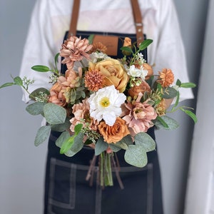 Terracotta, Brown, Tan Bridal Bouquet, Boho Wedding Bouquet, Autumn Fall Wedding Flower, Made with Rose, Daisies and Eucalyptus