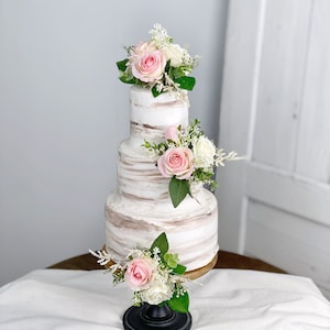 Set di 3 Wedding Cake Topper, Decorazione torta floreale, Fiori Cake Topper, Fiori torta rosa, Matrimonio rustico, Matrimonio Boho