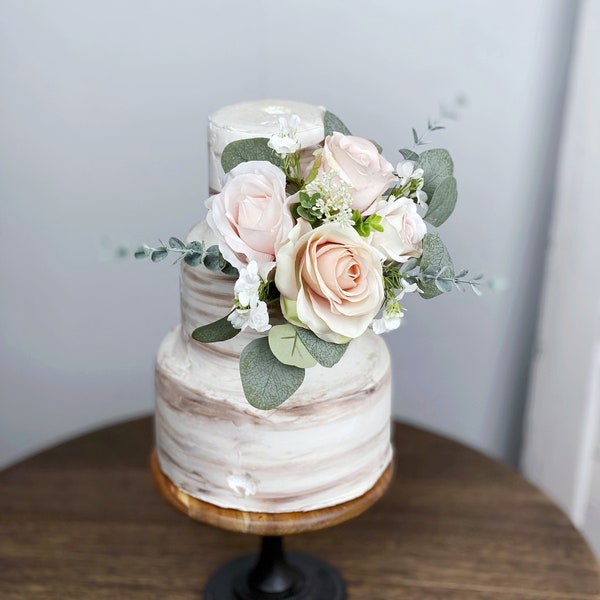 Wedding Cake Topper, Floral Cake Decoration, Cake Topper Flowers, Dusty Pink and Blush Cake Flowers, Rustic Wedding, Boho Wedding