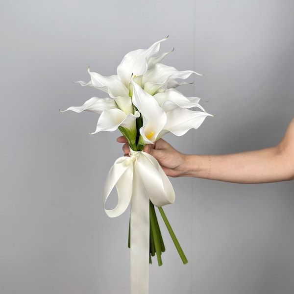 Real Touch Calla Lily Bouquet, Morden Bridal Trends Wedding Flower, Elopement Size, Summer Wedding Bouquet