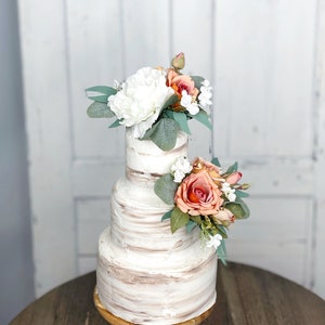 Set di 2 topper per torta nuziale, decorazione floreale per torta, fiori per topper per torta, fiori per torta in terracotta, matrimonio rustico, matrimonio Boho
