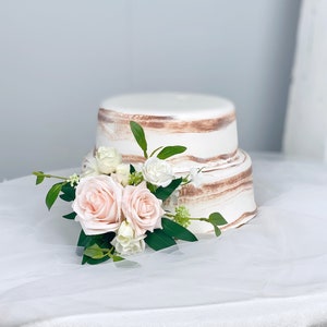 Topper per torta nuziale rosa cipria, decorazione floreale per torta, fiori per torta, fiori per torta rosa chiaro, matrimonio rustico, matrimonio Boho