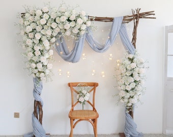 Baby's Breath and White Roses Wedding Flowers, Baby's Breath Wedding Backdrop, White Wedding Decor, Arbour Flowers, Gazbo Flowers