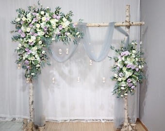 Lavender, Purple and White Flower Arch for Wedding, Purple Wedding Corner Swag, Swag for Arch, Wedding Backdrop, Arbour Gazebo Flowers