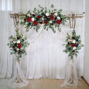 Navy Blue and Burgundy Wedding Archway Flower, Wedding Greenery Swag for Arch, Wedding Backdrop, Arbour Gazebo Flowers