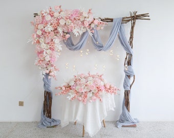 Pink and White Wedding Archway Flower, Light Pink Wedding Corner Swag, Swag for Arch, Wedding Backdrop, Arbour Gazebo Flowers