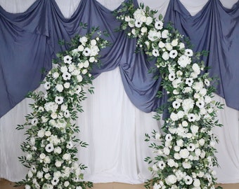 White Wedding Archway Flower, Wedding Pillar Flowers, Wedding Backdrop, Arbour Flowers, Made with Rose, Anemone, Hydrangea,Eucalyptus,Ruscus