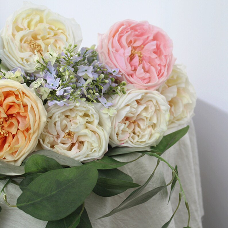 Real Touch Artificial Austin Cabbage Roses Garden Roses Etsy Australia