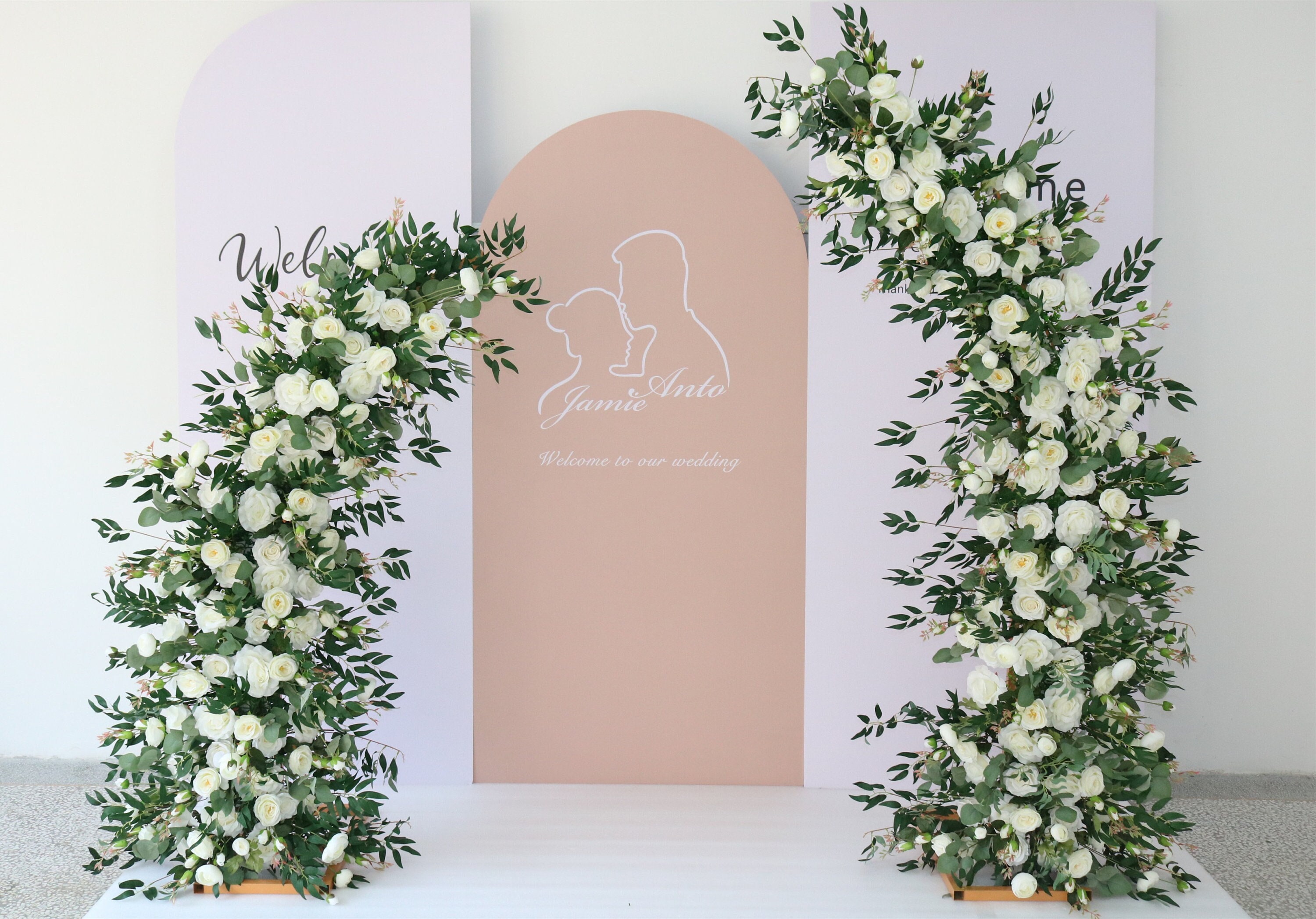White Rose & Eucalyptus Wedding Arch Flowers, Pillar Decoration - Etsy White Rose & Eucalyptus Wedding Arch Flowers, Pillar Decoration - Etsy
