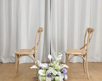 White and Purple Ground Flowers, Calla Lily Aisle Flower Decoration, Floor Flowers, Barrel Whiskey Arrangement, Morden Bridal Trend