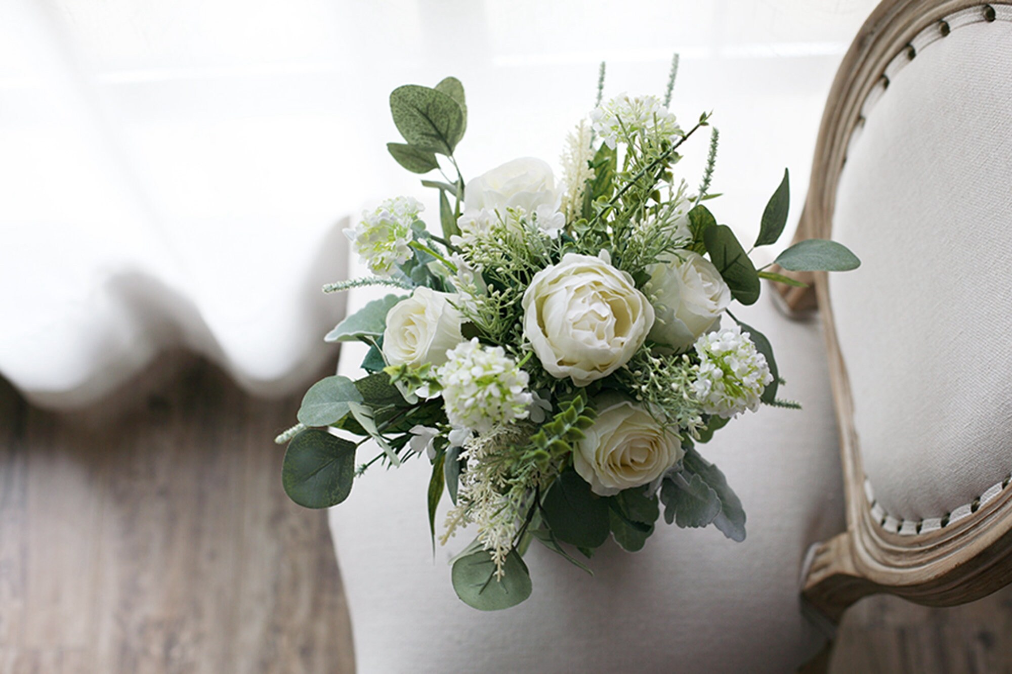 White Rose Bridal Bouquet Classic Wedding Bouquet Rustic - Etsy