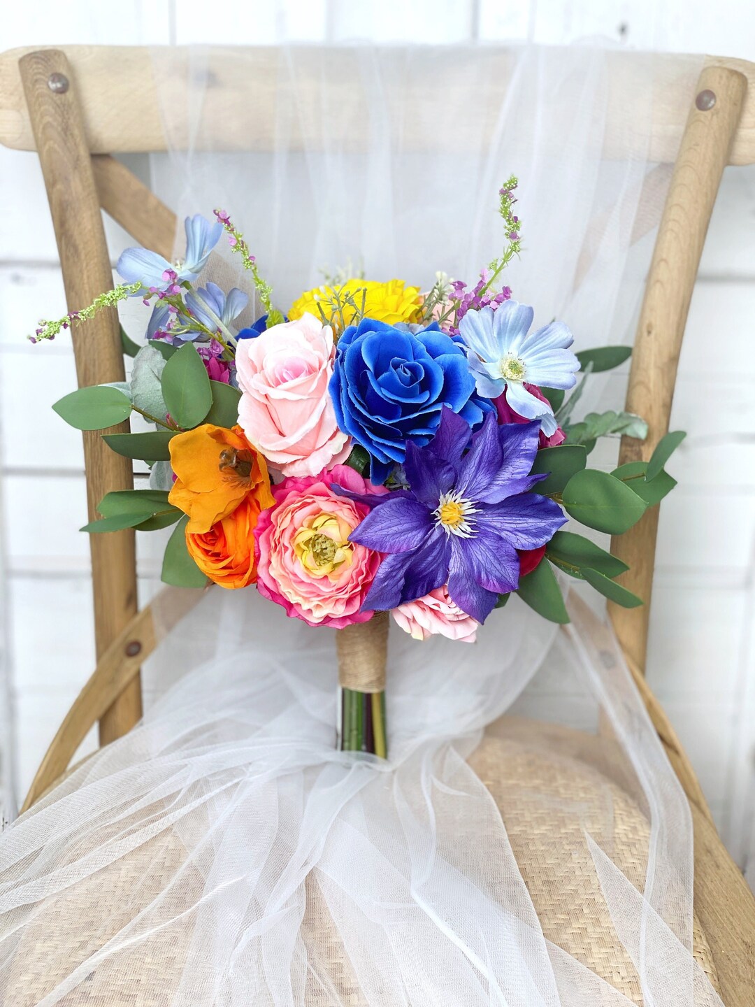 Jewel Tone Bridal Bouquet, Colorful Wedding Bouquet, Boho Flower