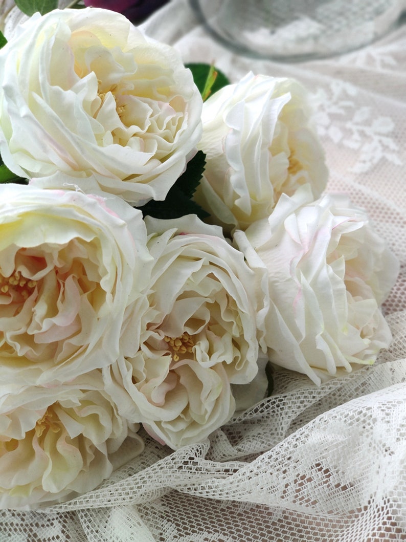 Real Touch Artificial Austin Cabbage Roses Garden Roses Etsy Australia