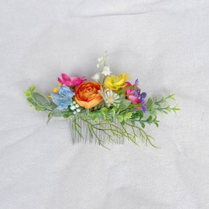 Wildflower Bridal Bouquet, Colorful Wedding Bouquet, Boho Flower Bouquet, Design in Sunflowers, Daisies, Dahlia and Ranunculus Hair Comb
