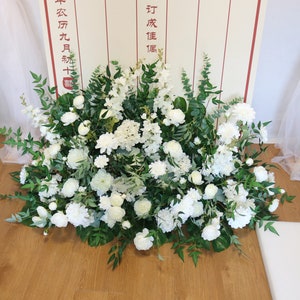 White and Greenery Wedding Aisle Flowers, Wedding Archway Flower, Wedding Backdrop, Gazebo Flowers, Made with Rose, Peonies and Dahlia