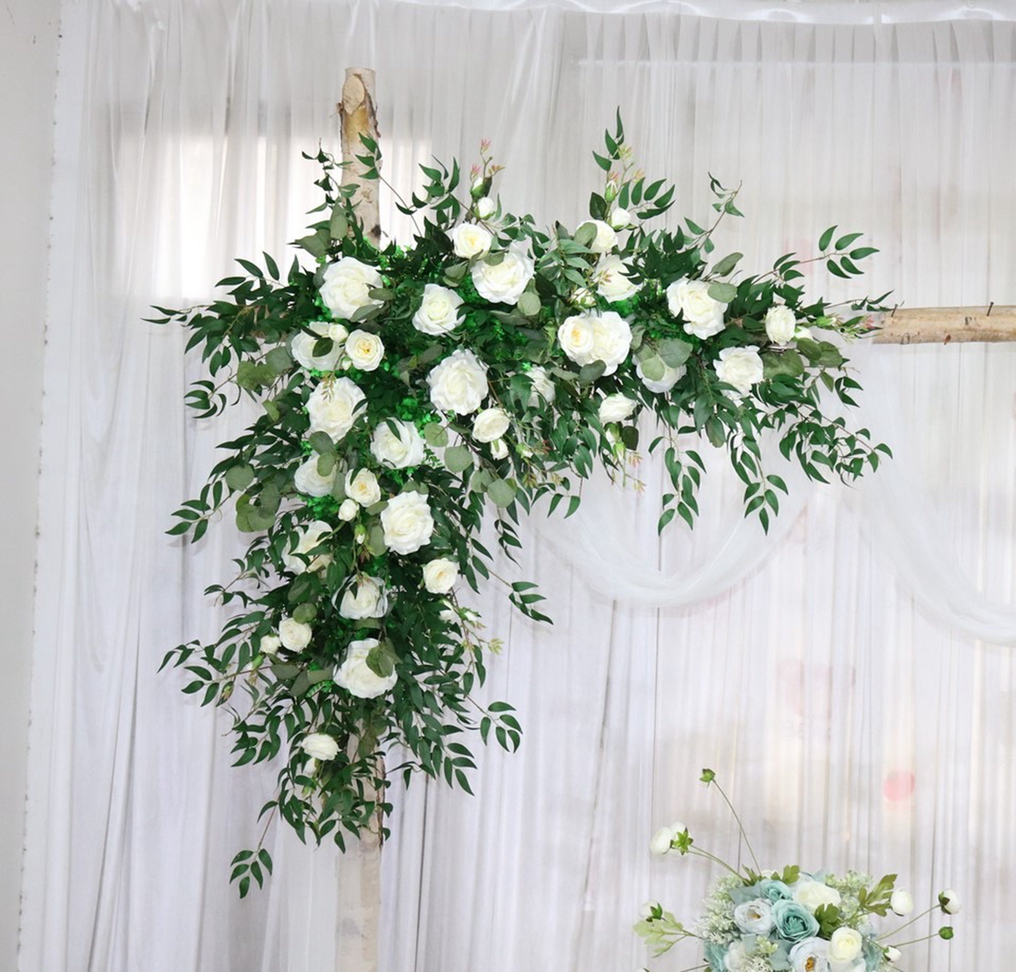 White Rose Greenery Eucalyptus Wedding Archway Flower, Large Wedding