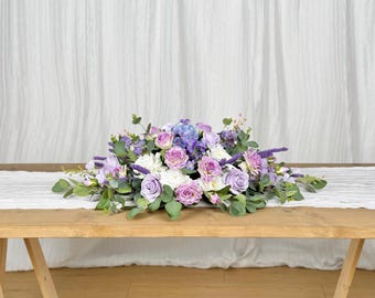 Purple Wedding Centerpiece, Lavender Head Table Flower Decor, Fireplace Decor, Light Purple Sweetheart Table Decor, Bridal Shower Flower