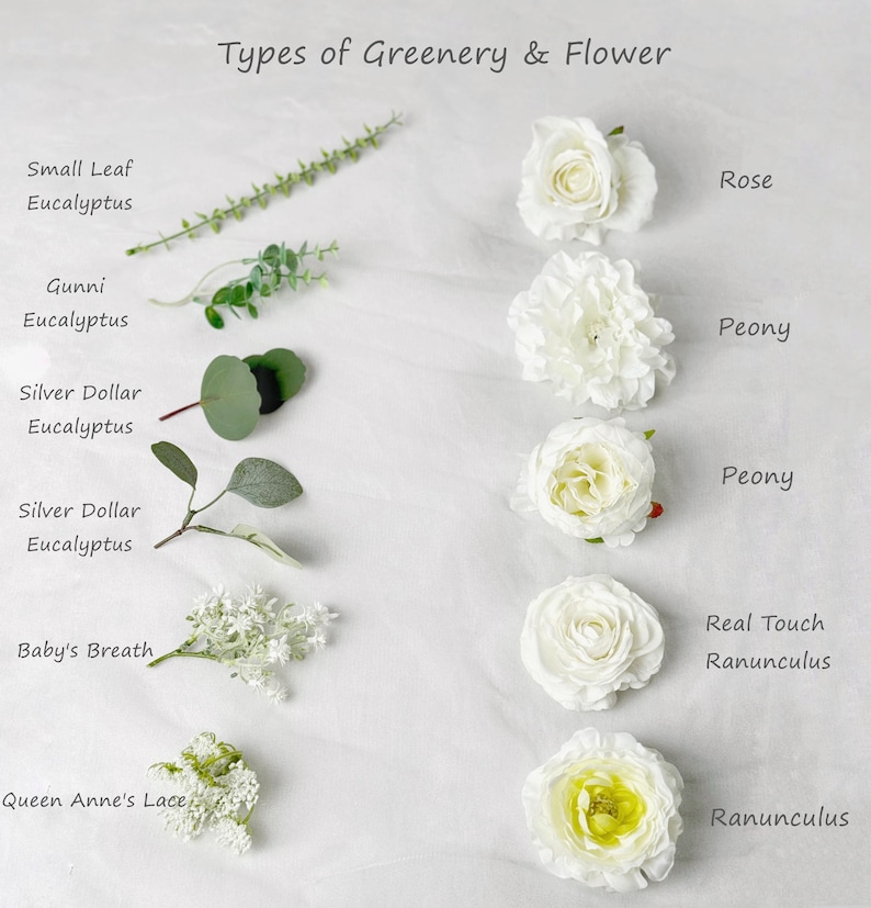 White Bridal Bouquet, Wedding White Rose Bouquet, Boho Flower Bouquet, Design in Rose, Peony, Ranunculus, Baby's Breath and Eucalyptus image 2