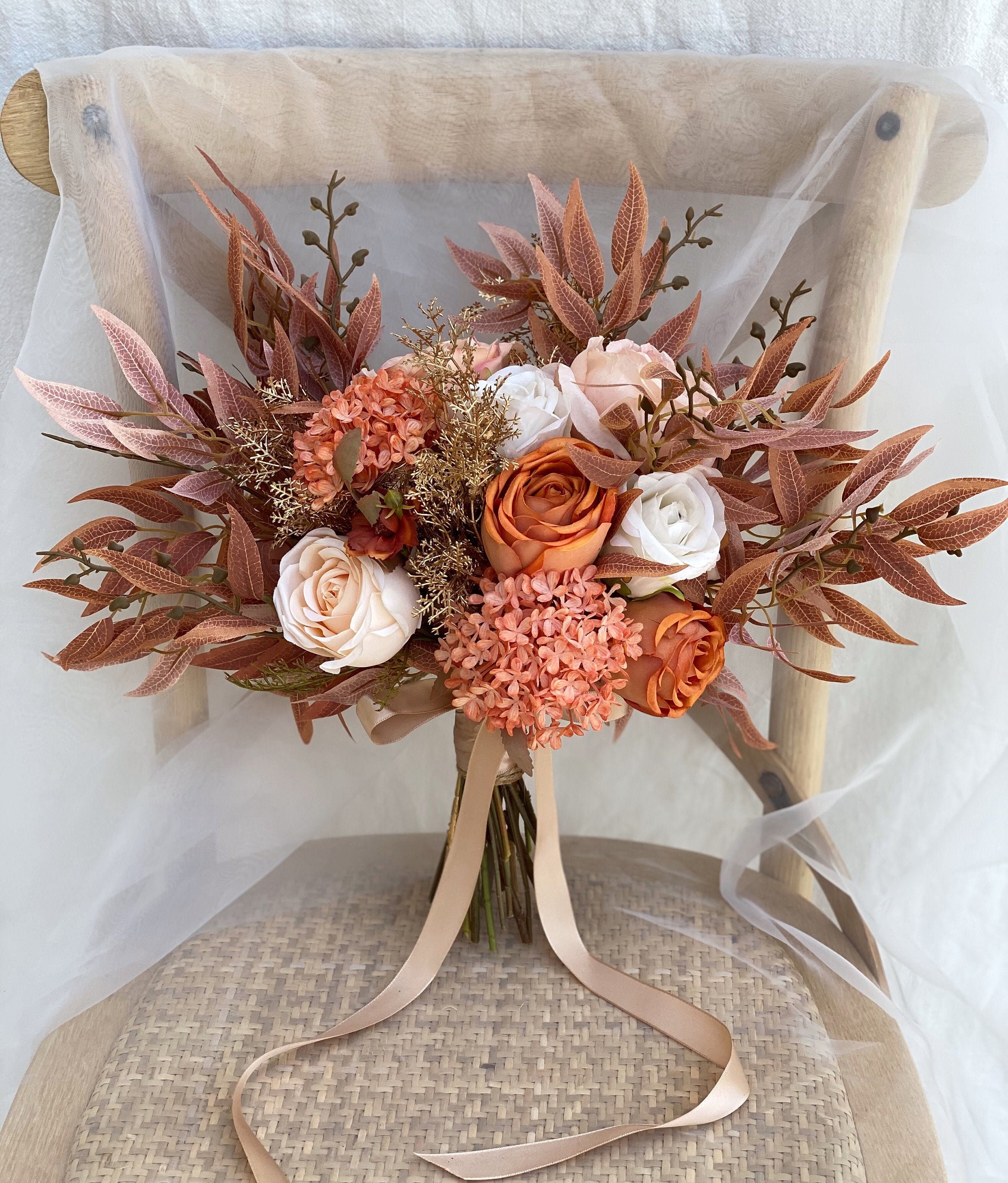 Bouquet VANCOUVER fiori secchi e stabilizzati colore terracotta ocra  consegna a domicilio bouquet fiori eterni, bouquet sposa autunnale -   Italia