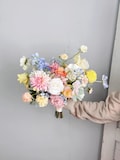 Pastel Wildflower Bridal Bouquet, Spring Wedding Bouquet, Boho Flower Bouquet, Design in Poppy, Daisy, Dahlia,Ranunculus, Carnation, Zinnias