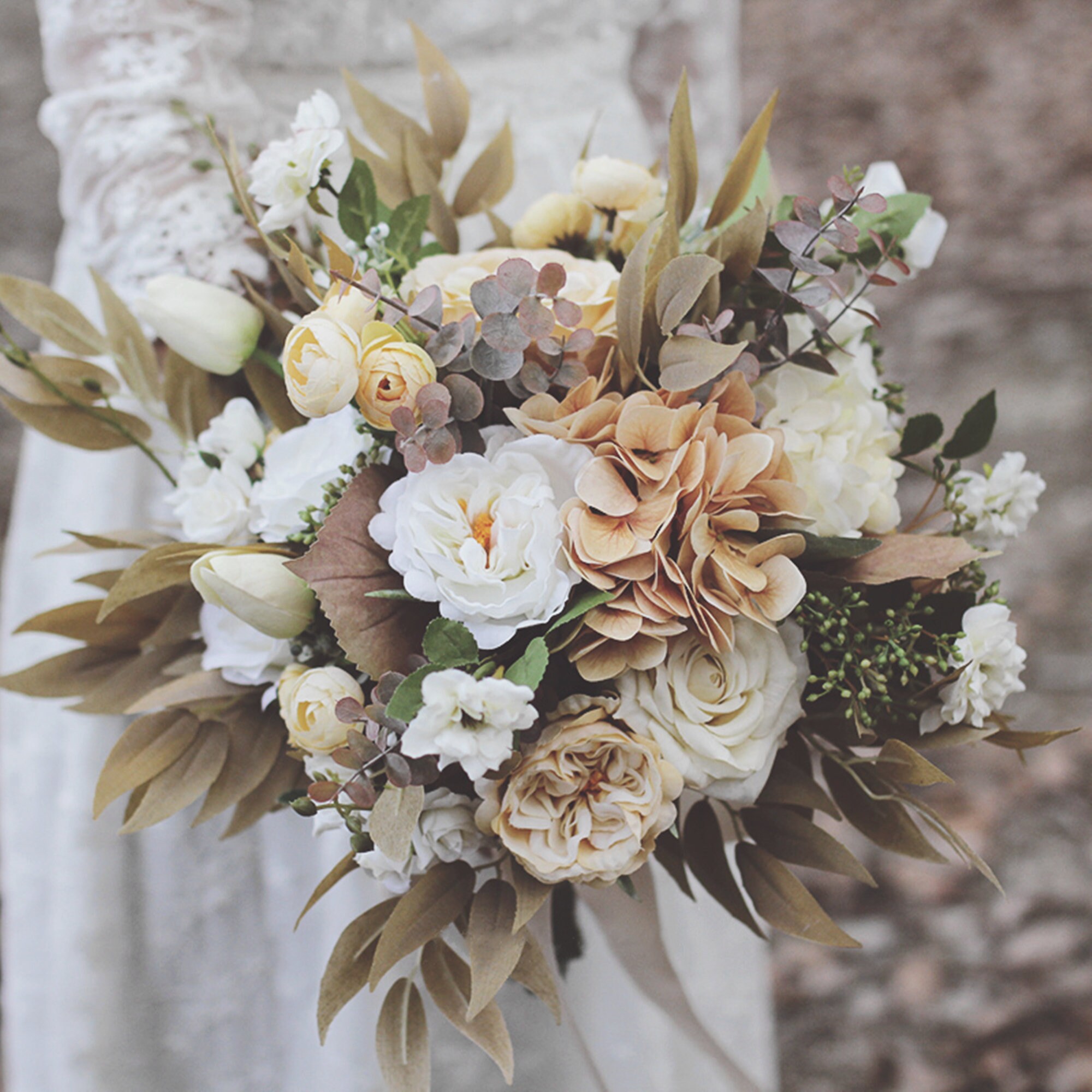 Taupe Tan and Ivory Bridal Bouquet for Classic Autumn Etsy