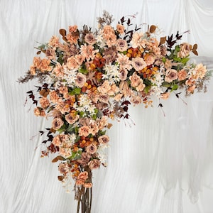 Brown,Peach,Terracotta,Dusty,Rust Orange Autumn Fall Wedding Flower Garland for Rectangle Arch, Wedding Flowers for Swag, Wedding Backdrop image 2