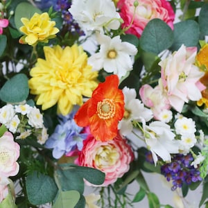 Wildflower Wedding Archway Flower, Spring Wedding Backdrop, Boho Arbour Gazebo Flowers,Design in Sunflowers, Daisies, Dahlia and Ranunculus image 5