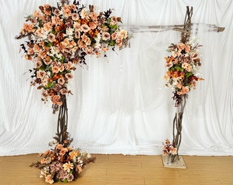 Brown,Peach,Terracotta,Dusty,Rust Orange Autumn Fall Wedding Flower Garland for Rectangle Arch, Wedding Flowers for Swag, Wedding Backdrop