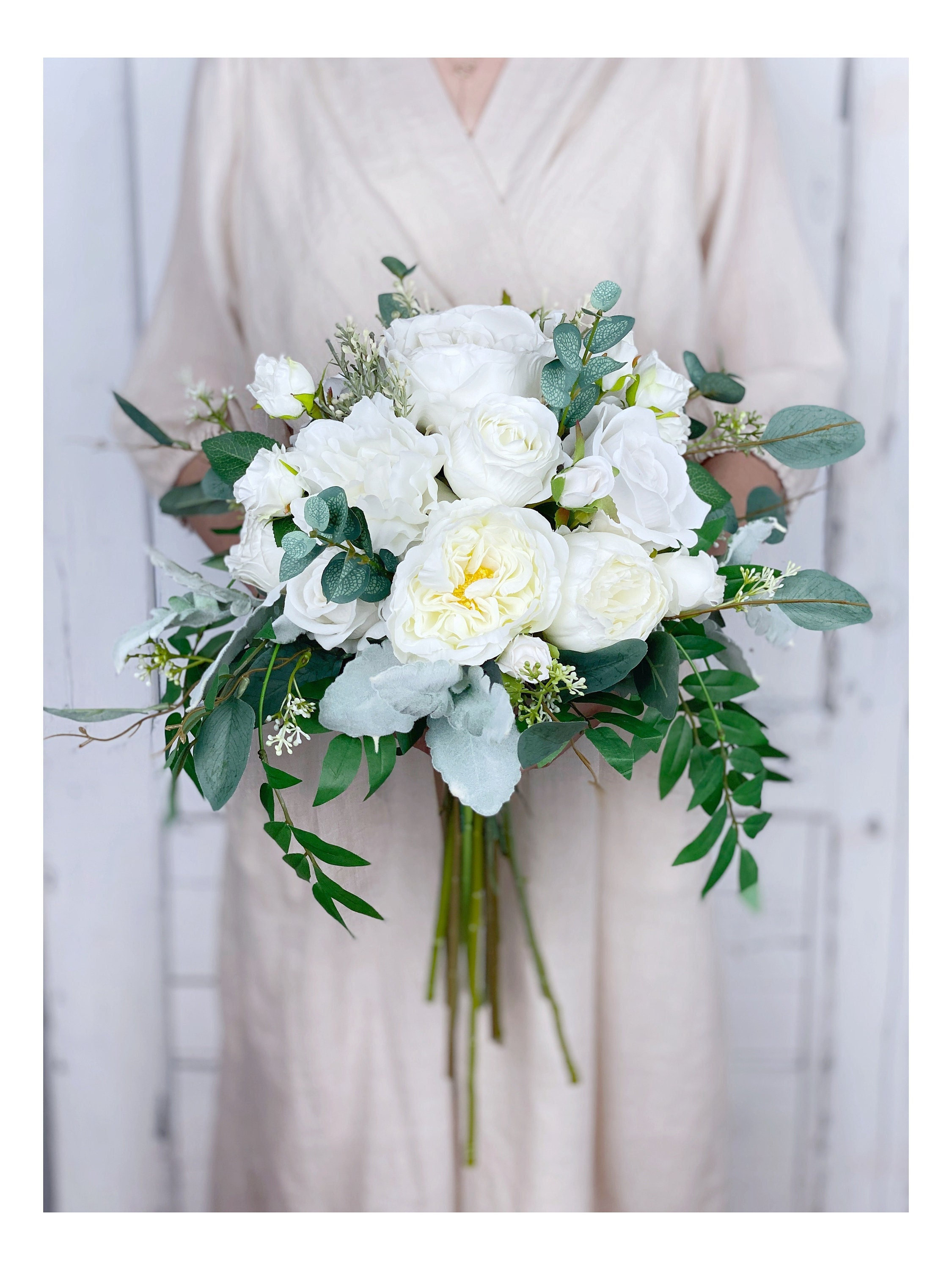 Large Faux Flower Arrangement, Green and White Faux Flower Bouquet, Faux  Flower Stems, Artificial Flowers, Artificial Arrangement, Decor 