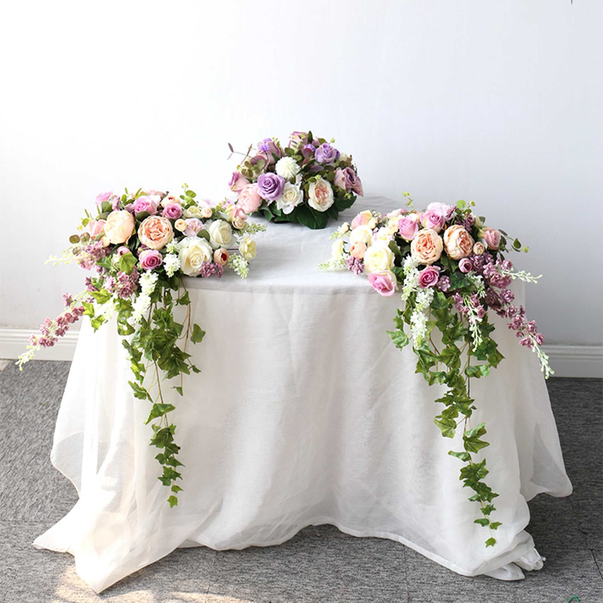 Arreglo floral de centro de mesa de boda púrpura blanco flor - Etsy México