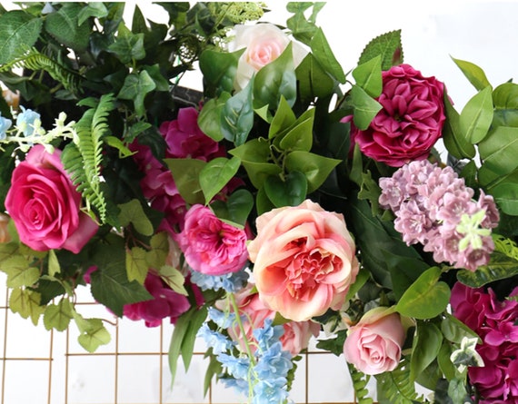 GUOCHENG Ghirlanda di fiori da 2,45 m con rose artificiali da appendere, a LED, in rame, a batteria, per Natale, matrimoni, feste, decorazioni per interni, colore: marrone rosato