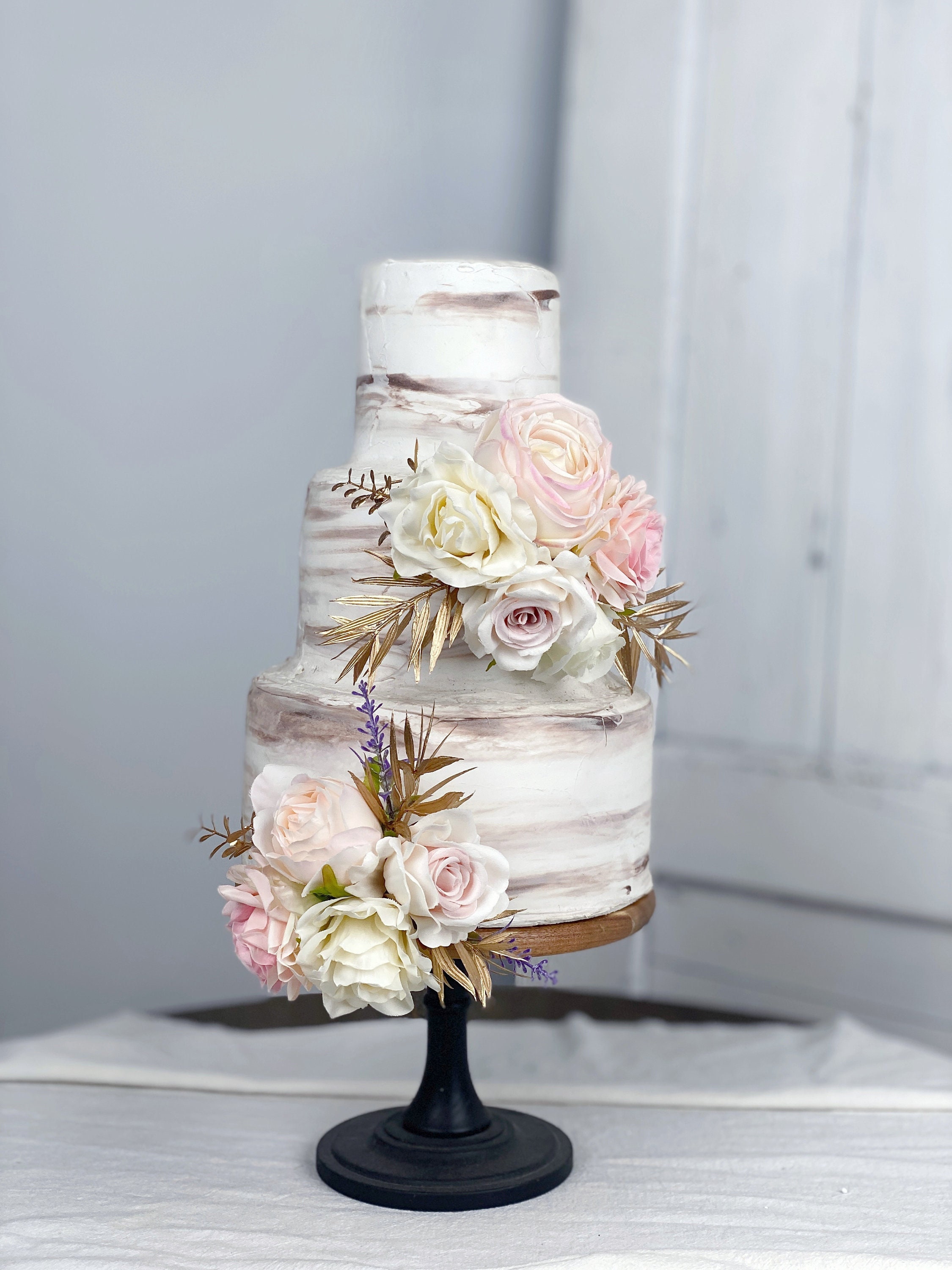 Set of 2 Wedding Cake Topper, Floral Cake Decoration, Cake