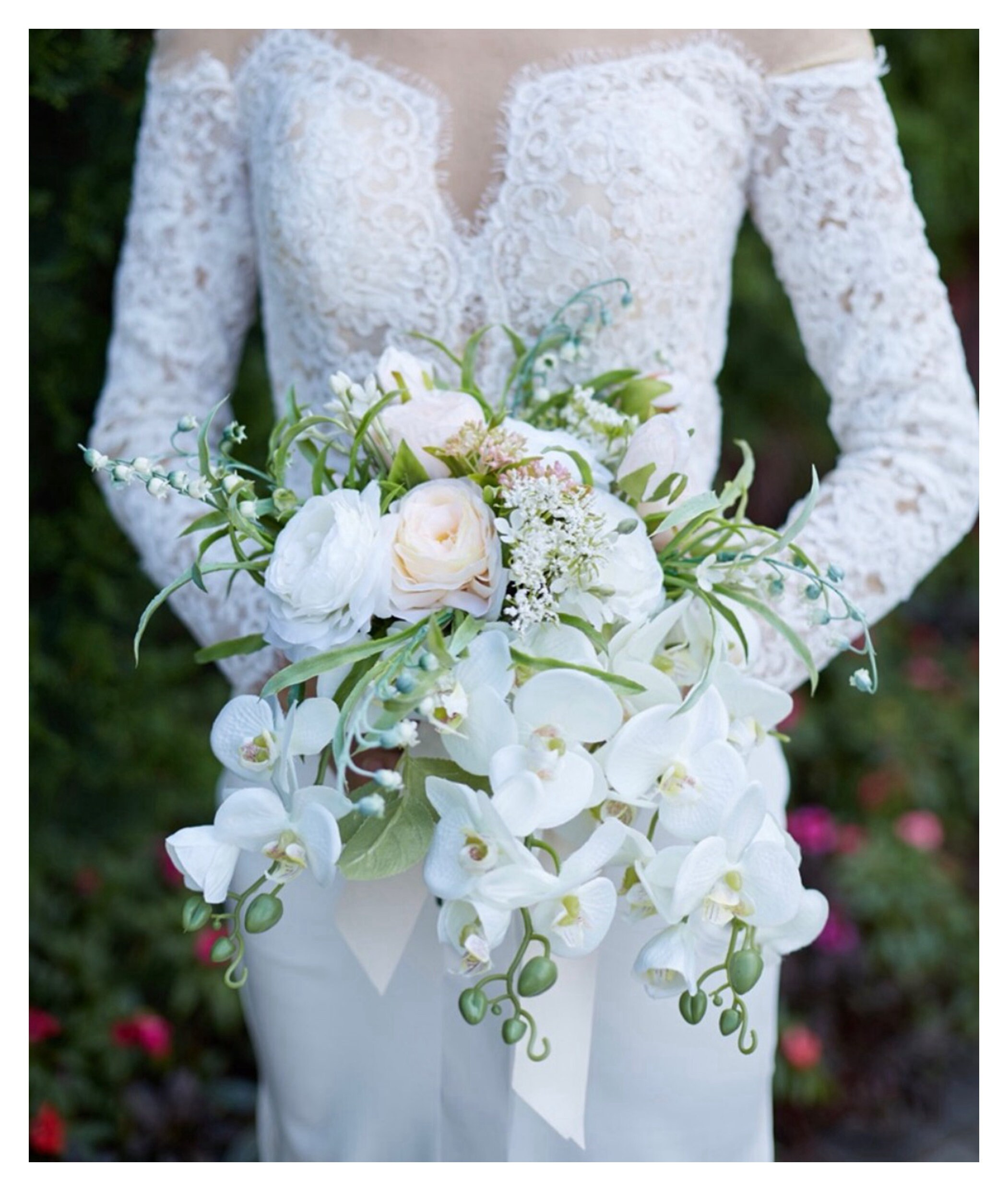 White Orchid Wedding Bridal Bouquet Boho Wedding Bouquet Etsy