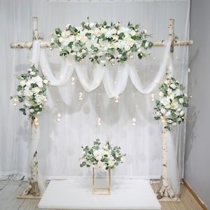 Ivory White and Sage Green Wedding Archway Flower, Wedding Swag for Arch, Wedding Backdrop, Arbour Gazebo Flowers