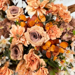 Brown,Peach,Terracotta,Dusty,Rust Orange Autumn Fall Wedding Flower Garland for Rectangle Arch, Wedding Flowers for Swag, Wedding Backdrop image 6