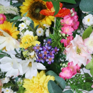 Wildflower Wedding Archway Flower, Spring Wedding Backdrop, Boho Arbour Gazebo Flowers,Design in Sunflowers, Daisies, Dahlia and Ranunculus image 4