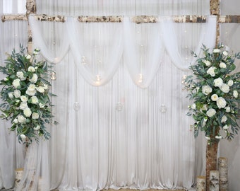 White Rose, Peony and Sage Eucalyptus Wedding Archway Flower, Wedding Flower for Swag, Wedding Backdrop, Arbour Gazebo Flowers