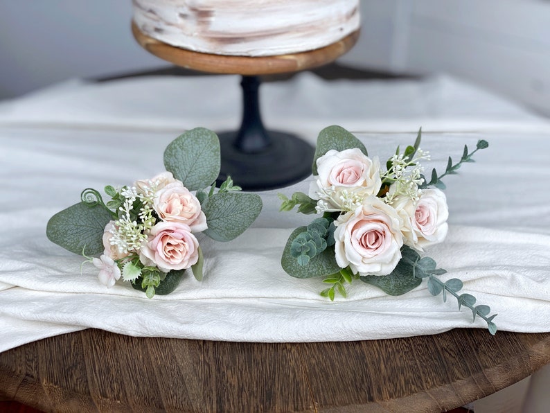 Set of 2 Wedding Cake Topper, Floral Cake Decoration, Cake Topper Flowers, Dusty Pink Cake Flowers, Rustic Wedding, Boho Wedding Set of 2