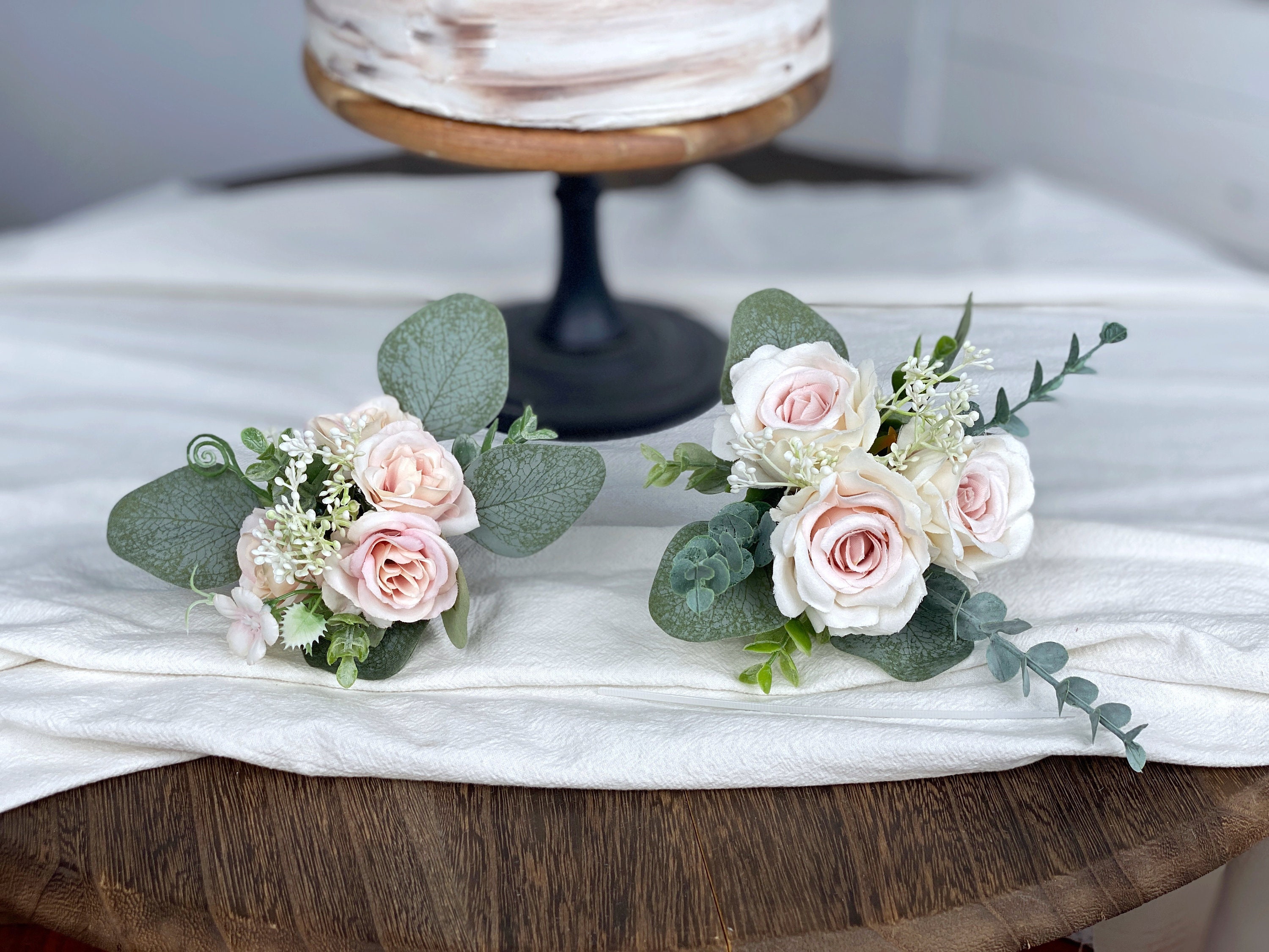 Wavwavw 45 Pcs Flower Wedding Cake Topper Decorations Set Artificial Rose Eucalyptus