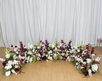 Burgundy, Mauve and White Calla Lily Ground Arch, Floor Flowers Runner, Aisle Decoration, Wildflowers Wedding, Aisle Runner