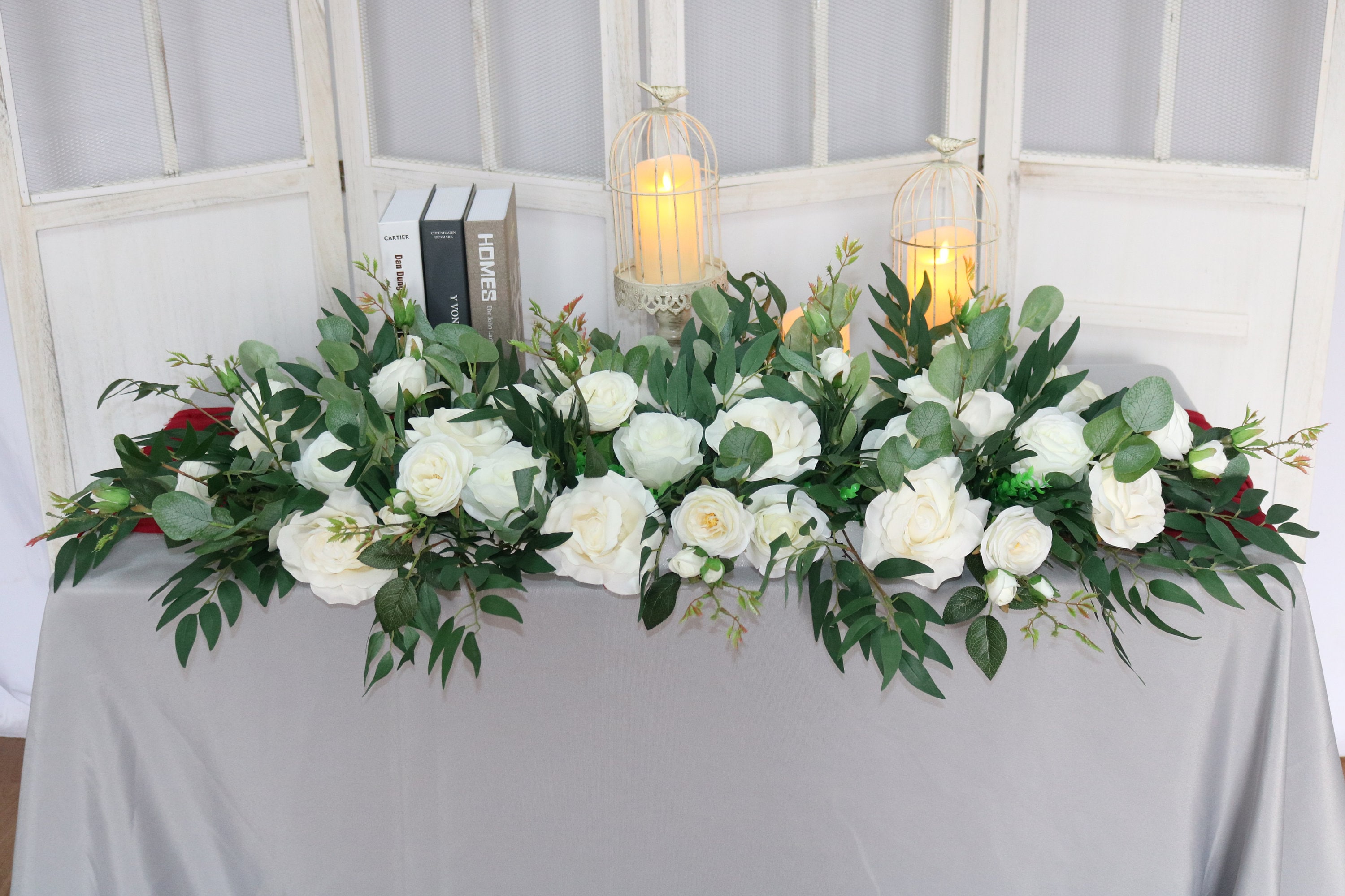 White Rose Greenery Eucalyptus Wedding Archway Flower, Large Wedding