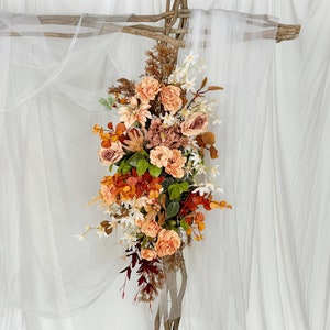 Brown,Peach,Terracotta,Dusty,Rust Orange Autumn Fall Wedding Flower Garland for Rectangle Arch, Wedding Flowers for Swag, Wedding Backdrop image 3