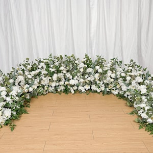 White Grounded Arch Arrangements, Boho Wedding Decor, Aisle Decoration, Floor Flowers Runners, Aisle Runner, White Rose Ground Arch