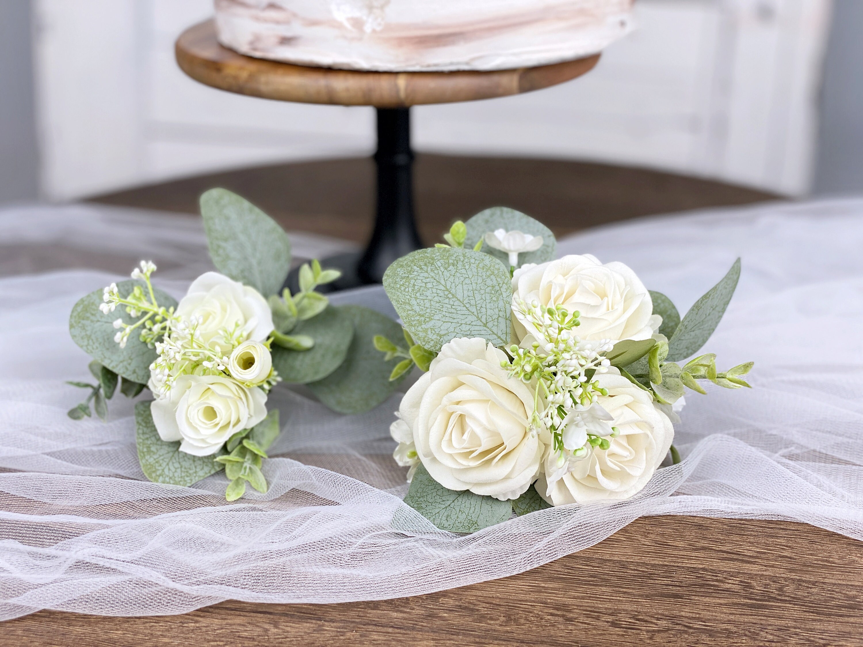 Set of 2 Wedding Cake Topper Floral Cake Decoration Cake - Etsy UK