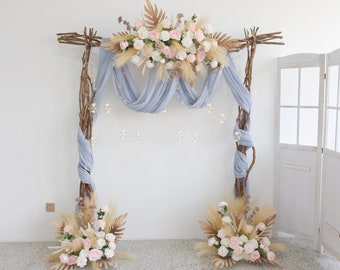 Blush and Ivory Wedding Archway Flower, Boho Wedding Corner Swag, Pampas Swag for Arch, Wedding Backdrop, Arbour Gazebo Flowers